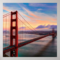 Beau coucher de soleil d'hiver au Golden Gate Brid