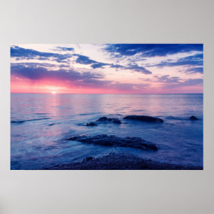 Poster Beau coucher de soleil en mer