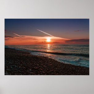 Poster Beau coucher de soleil en mer. Batumi Géorgie