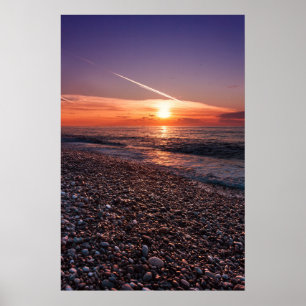Poster Beau coucher de soleil en mer. Batumi Géorgie