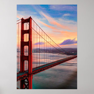 Poster Beau coucher du soleil d'hiver chez golden gate