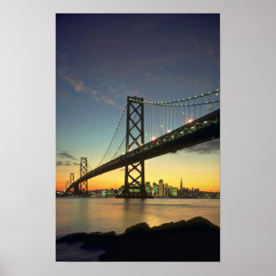 Poster Beau coucher du soleil : Pont de baie, San