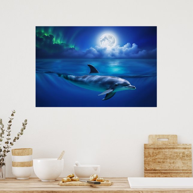 Poster Beau Dauphin Océan Mer Art Nautique (Cuisine)