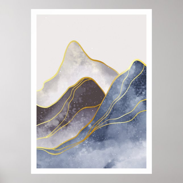 Poster Beau dessin à la ligne dorée (Devant)