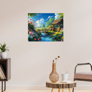 Poster Beau été, illustration colorée,