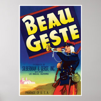 Poster Beau Geste Adventure Novel de P. C. Wren Vintage