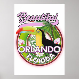 Poster Beau logo de voyage Miami Orlando