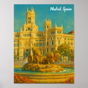 Poster Beau Madrid Espagne Art de Voyage Rétro