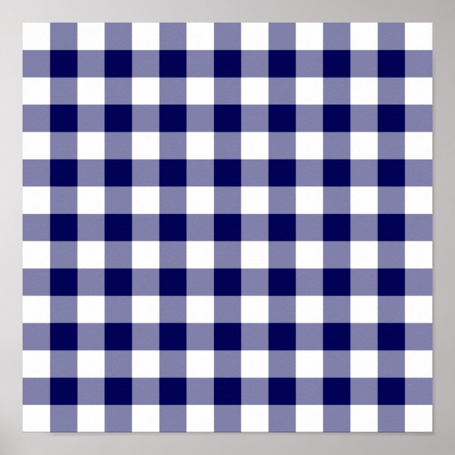 Poster Beau marine et blanc En vichy Motif (Devant)
