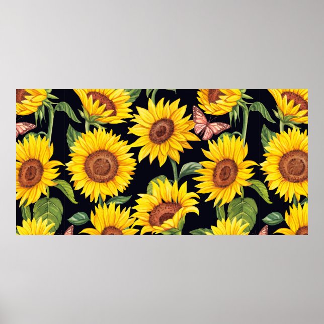 Poster Beau motif de tournesols (Devant)