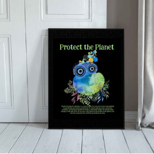 Poster Beau Oiseau Whimsical, Protéger la planète, Jour d