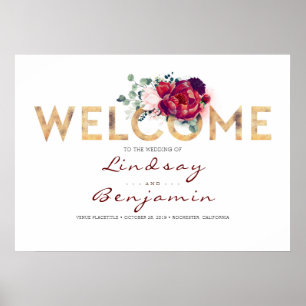 Poster Beau or et Mariage rouge Bourgogne