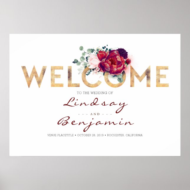 Poster Beau or et Mariage rouge Bourgogne (Devant)