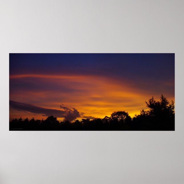 Poster Beau panorama de coucher de soleil (Devant)