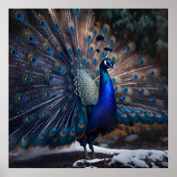 Beau paon avec plumes colorées Queue Oiseau