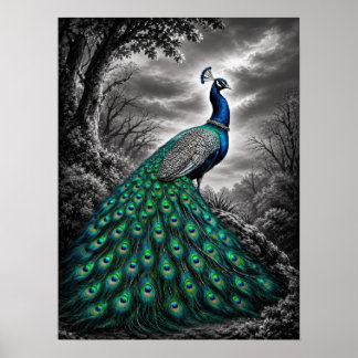 Poster Beau Paon Mystique