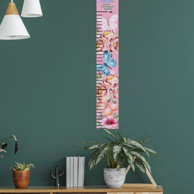 Poster Beau Papillon rose Floral Girls Graphique de crois (Salon 1)