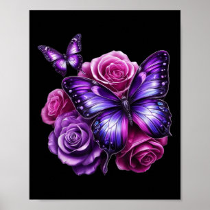 Poster Beau Papillon Rose Violet Amoureux Papillon C