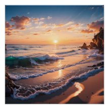 Beau paysage de coucher de soleil sur la plage