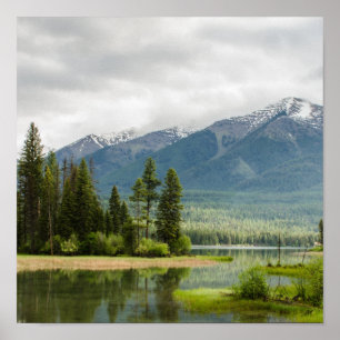 Poster Beau paysage naturel du lac de la Montagne