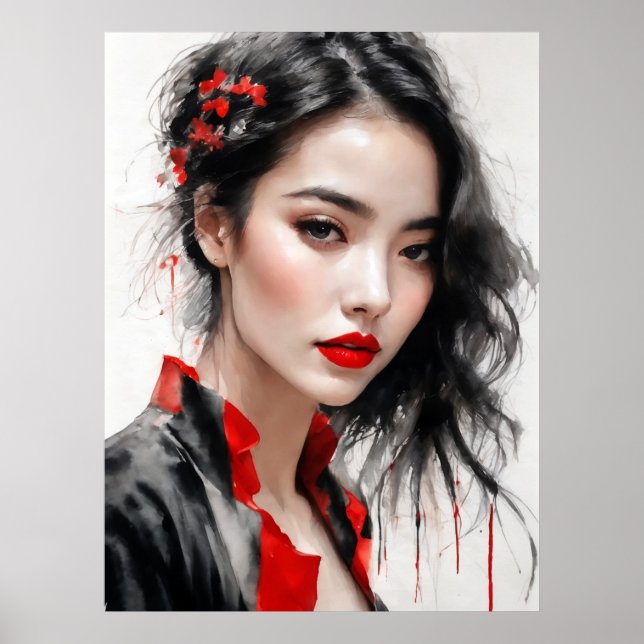 Poster Beau Portrait Lady Ink (Devant)