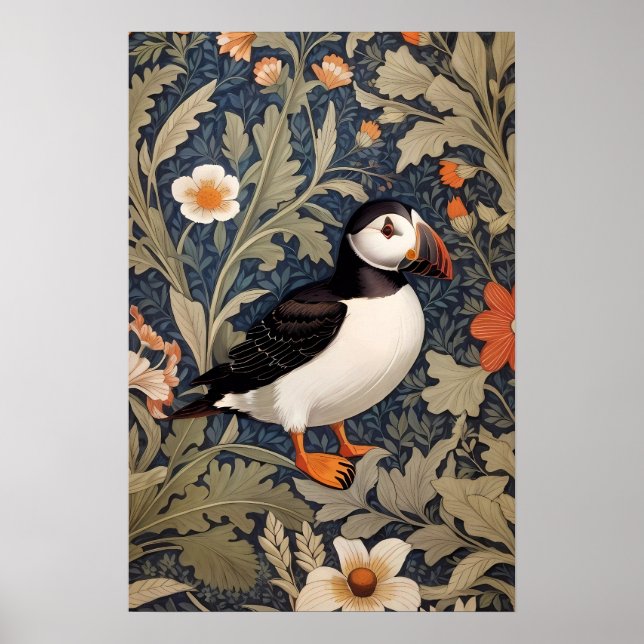 Poster Beau Puffin William Morris Inspiré (Devant)