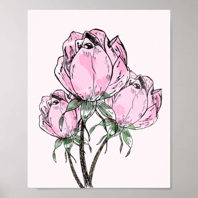 Poster Beau Rose de main rose (Devant)
