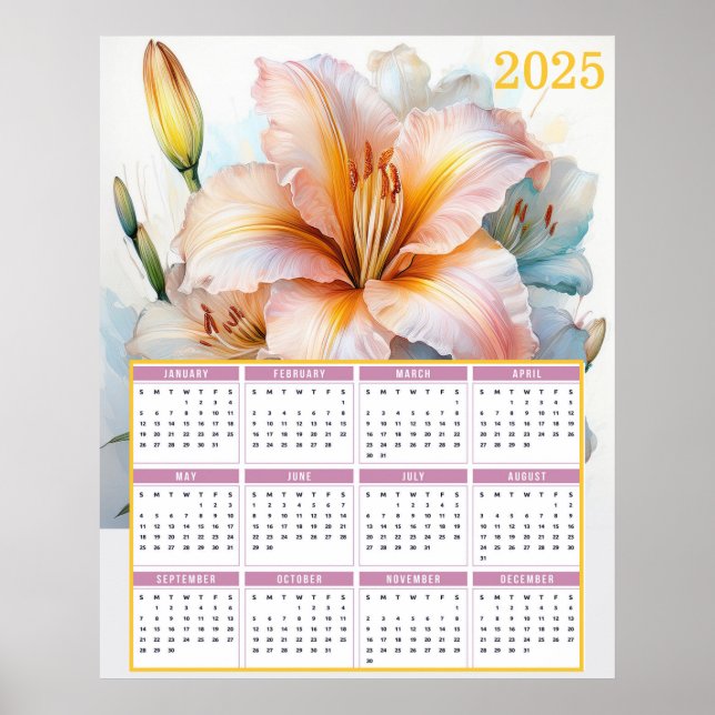 Poster Beau Tiger Lily 2025 Calendrier (Devant)