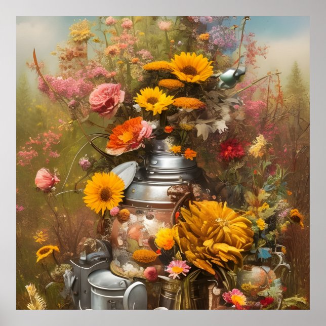 Poster Beau tournesol d'automne fleur sauvage (Devant)