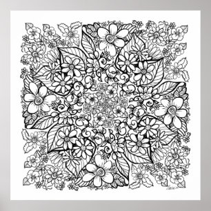 Poster Beaucoup de fleurs que vous colorez