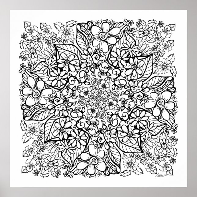 Poster Beaucoup de fleurs que vous colorez (Devant)