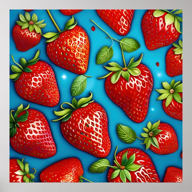 Poster beaucoup de fraises, la peinture, (Devant)