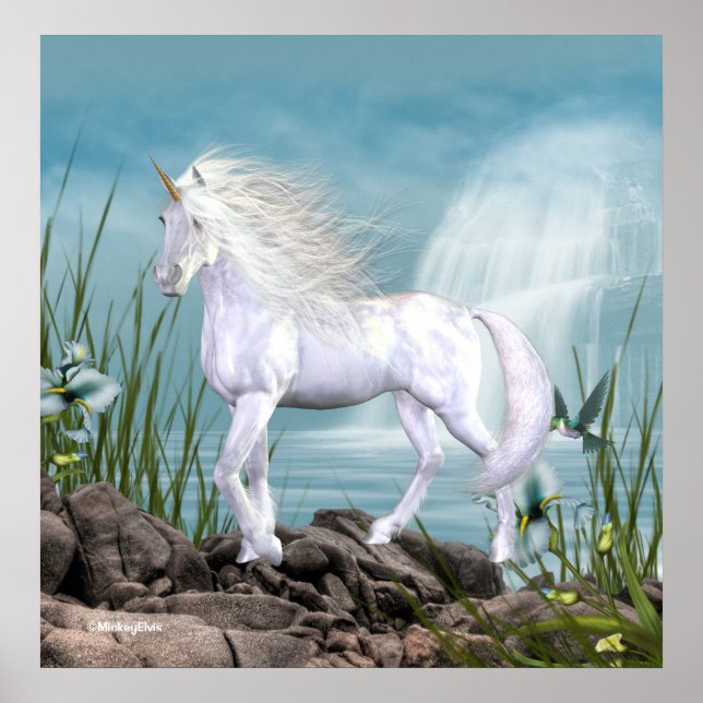 Poster Beauté blanche de licorne (Devant)