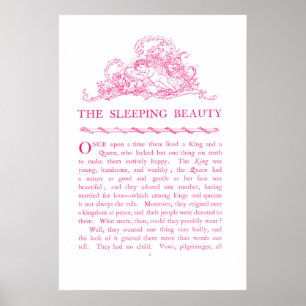 Poster Beauté couchage livre de fée livre rose
