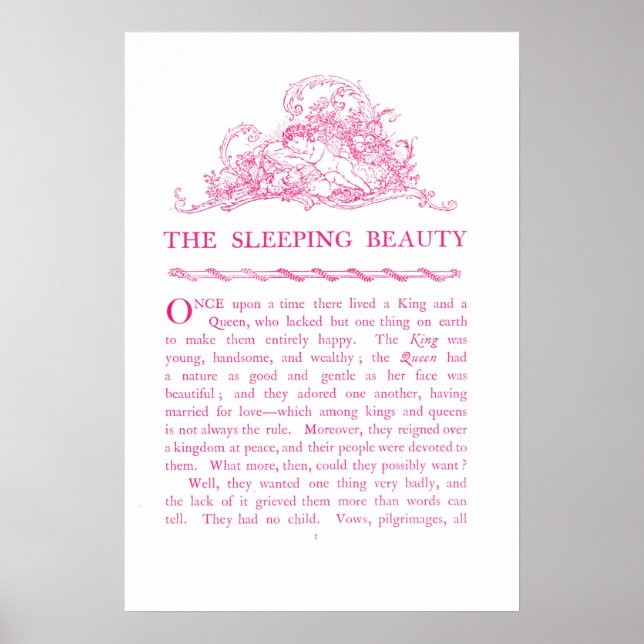 Poster Beauté couchage livre de fée livre rose (Devant)