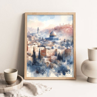 Poster Beauté de Jérusalem Peinture, Aquarelle Chrétien