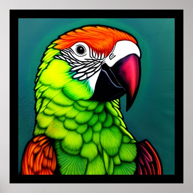 Poster Beauté de la forêt tropicale : Parrot sauvage exot (Devant)