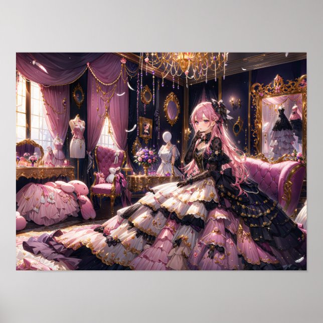 Poster Beauté de Regal en chambre Rose fille en robe somp (Devant)