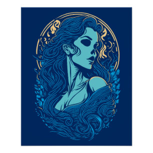 Poster Beauté du crâne Portrait gothique féminin