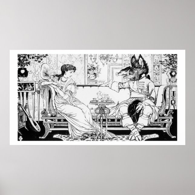 Poster Beauté et la Bête, 1874 (litho) (photo b/w) (Devant)