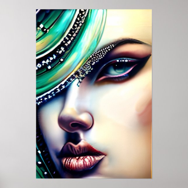 Poster Beauté éthérée Bijoux étincelants (Devant)