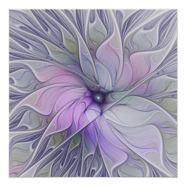 Poster Beauté étonnante Fleur d'art Abstrait fractal mode (Devant)