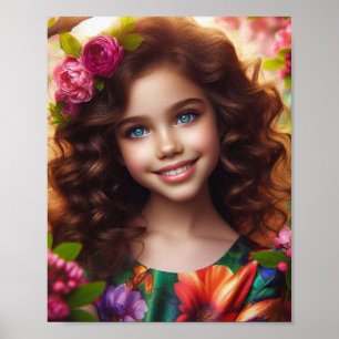 Poster Beauté florissante : Un sourire parmi les fleurs