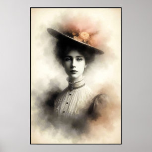 Poster Beauté Gracieuse Dans Brume Vintage