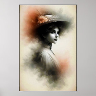 Poster Beauté gracieuse dans la brume vintage