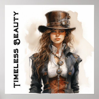 Poster Beauté intemporelle Steampunk Jeune femme