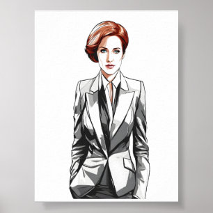 Poster Beauté jeune rousse en costume