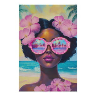 Poster Beauté tropicale dans les tons roses