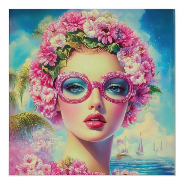 Poster Beauté tropicale rétro (Devant)