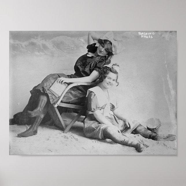 Poster Beautés de bain - Robe de plage du début du siècle (Devant)